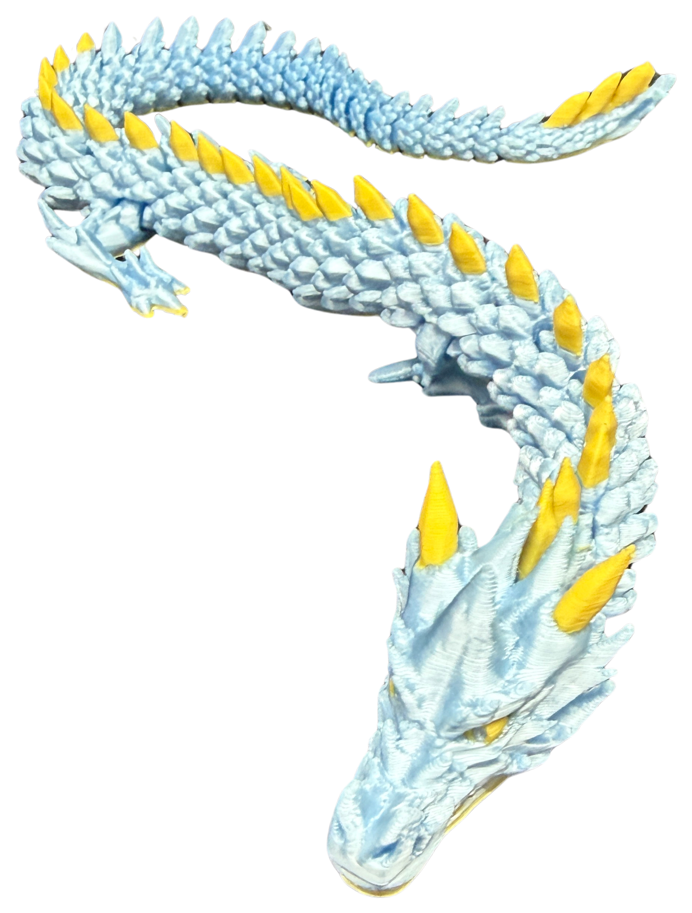 Blue and white articulated flexi crystal dragon 3D print