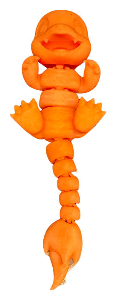 Orange articulated flexi fire lizard 3D print