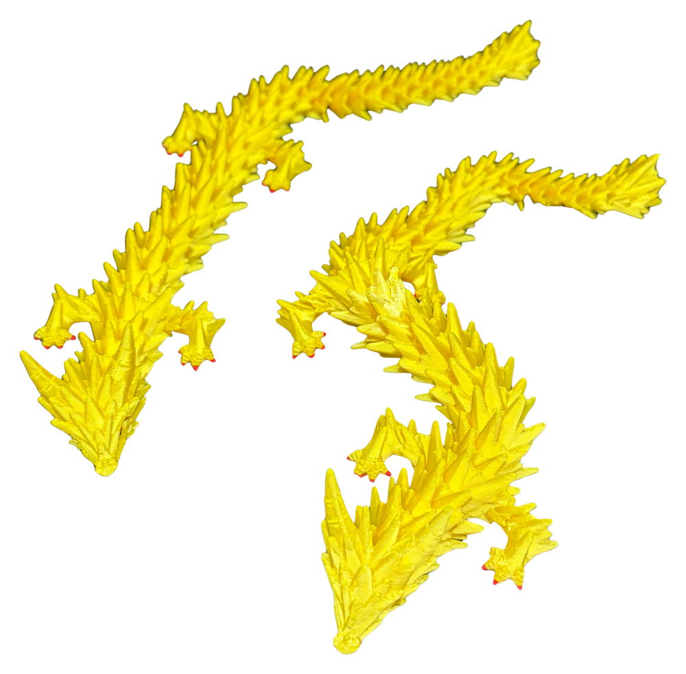 Yellow feathered flame flexi dragon 3D print