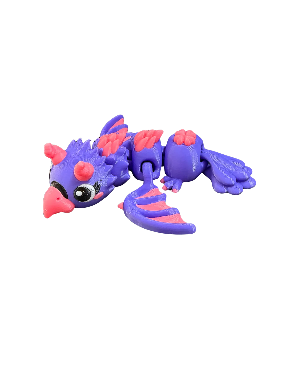 Purple and pink articulated fantasy bird 3D print