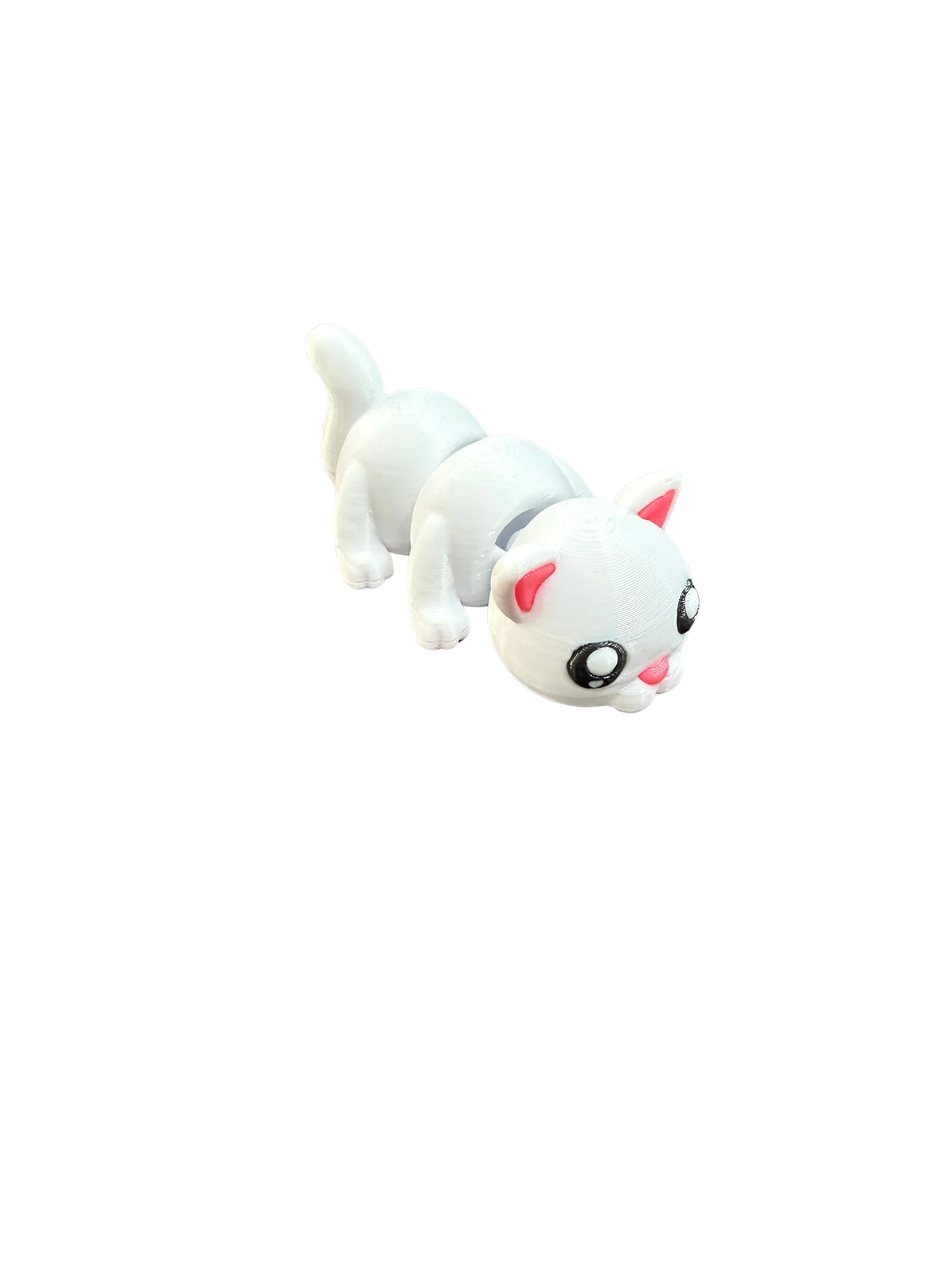 White and pink articulated flexi cat 3D print