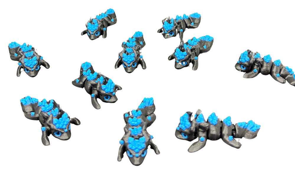 Set of mini crystal-crested flexi dragons 3D print
