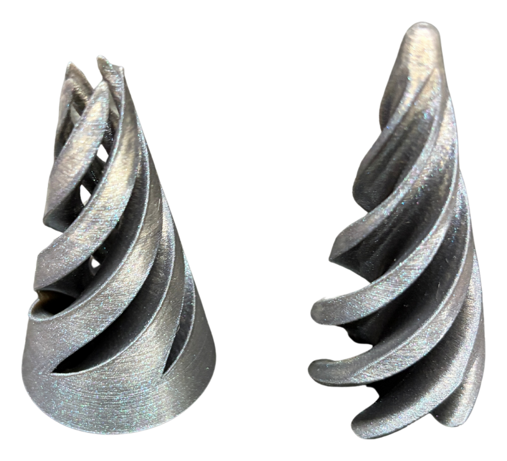 Metallic galaxy spiral sculptures 3D print